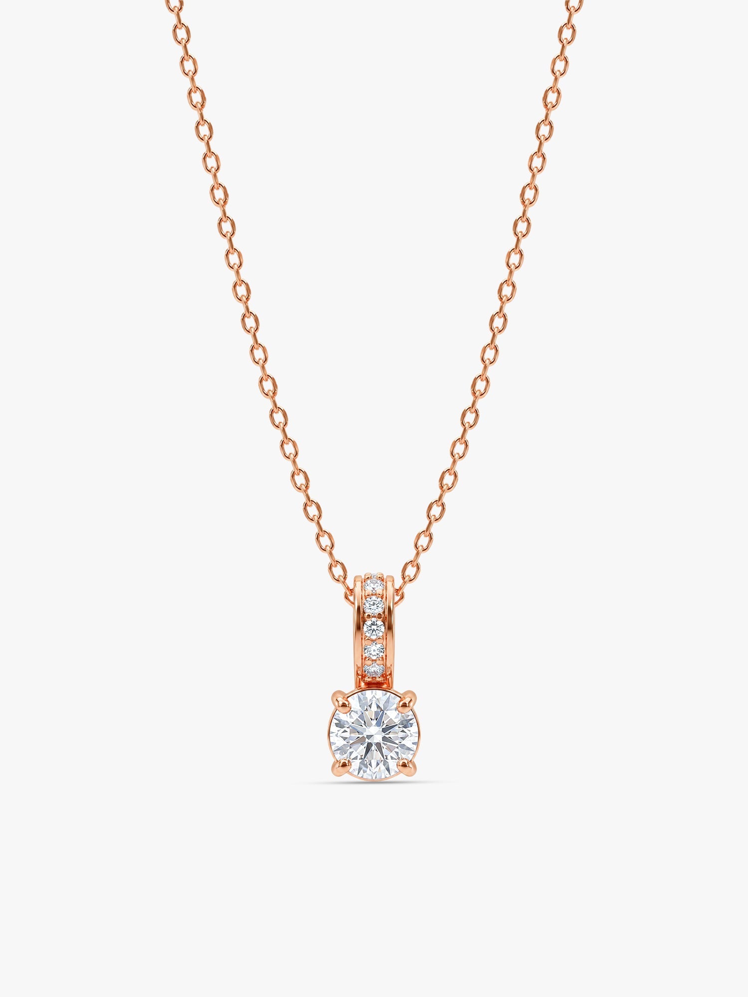 Rose Gold Classic Zircon Shine Pendant with Link Chain