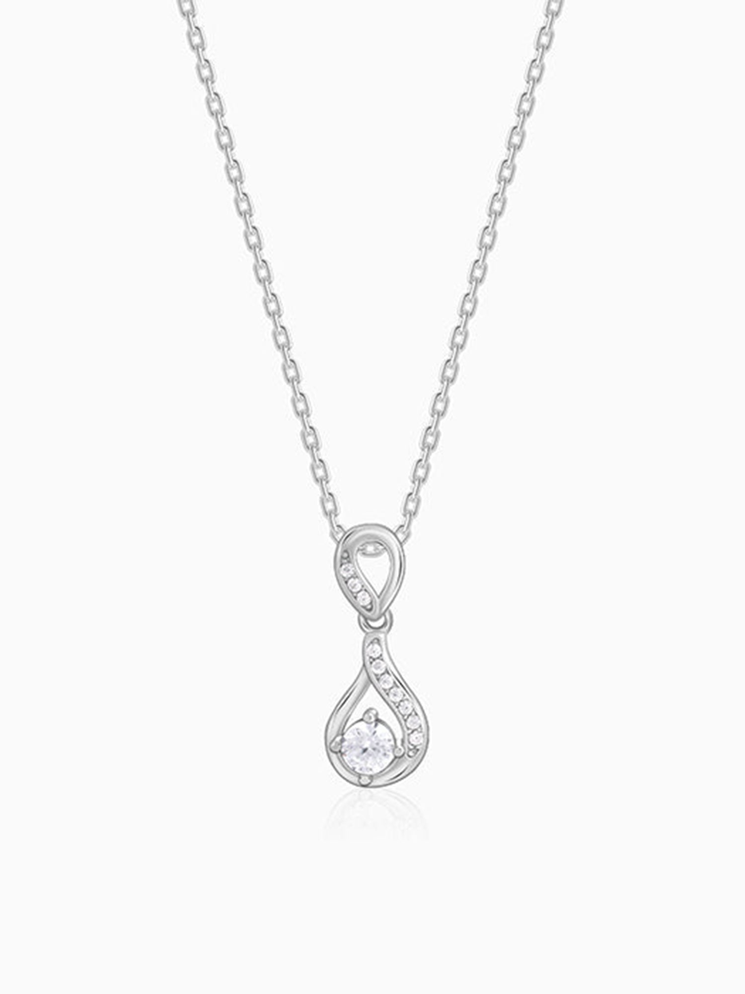Silver Zircon Twist Necklace