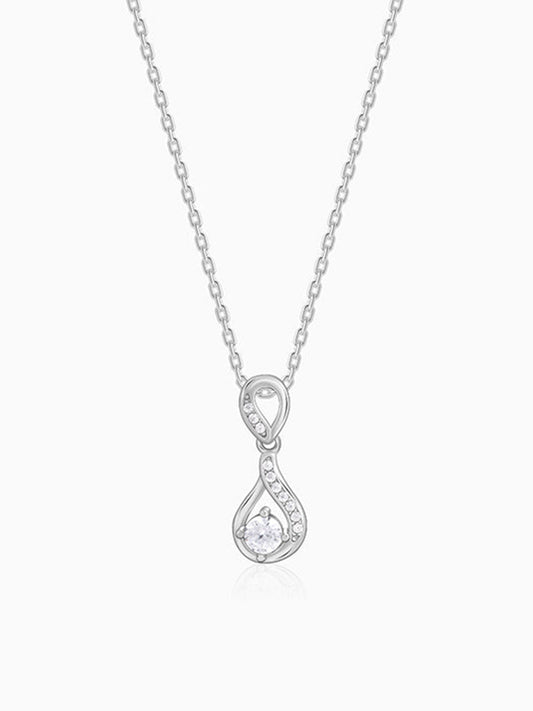 Silver Zircon Twist Necklace