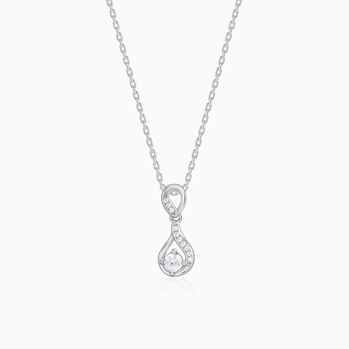 Silver Zircon Twist Necklace - Image 1