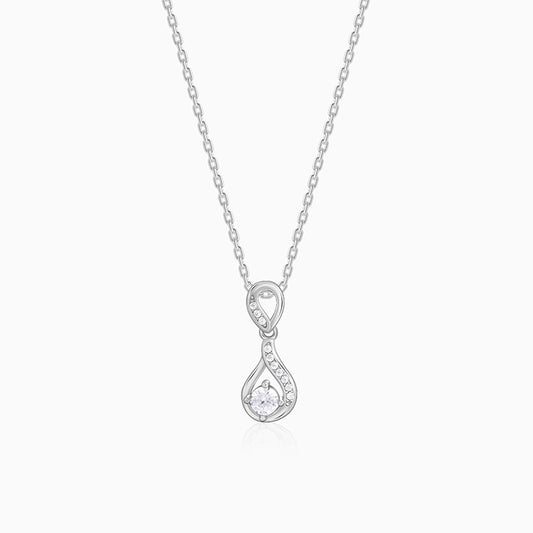Silver Zircon Twist Necklace