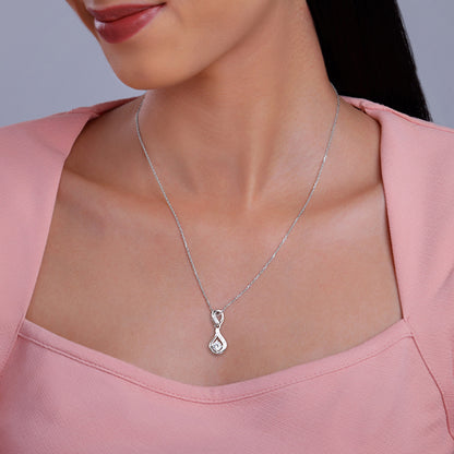 Silver Zircon Twist Necklace