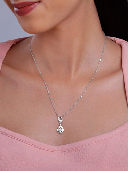 Silver Zircon Twist Necklace