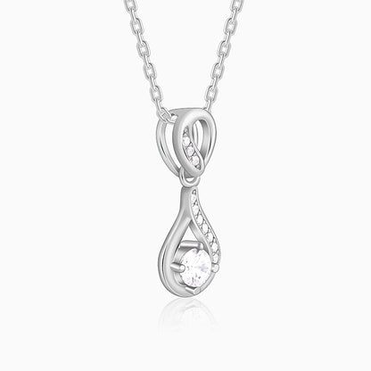 Silver Zircon Twist Necklace