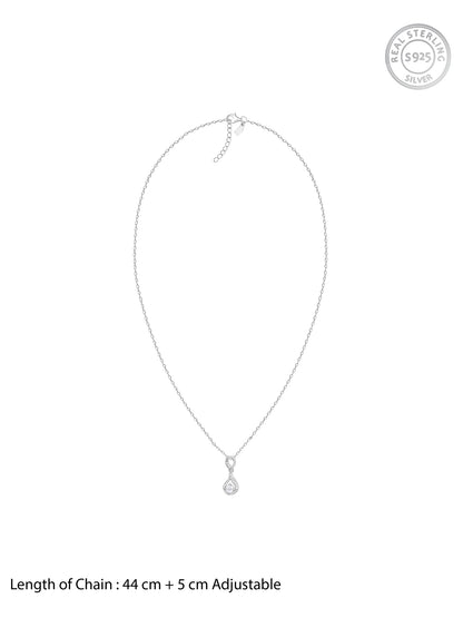 Silver Zircon Twist Necklace