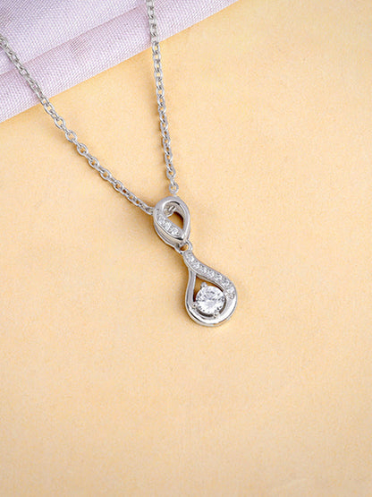 Silver Zircon Twist Necklace