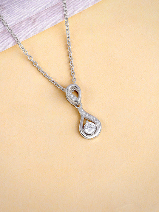 Silver Zircon Twist Necklace