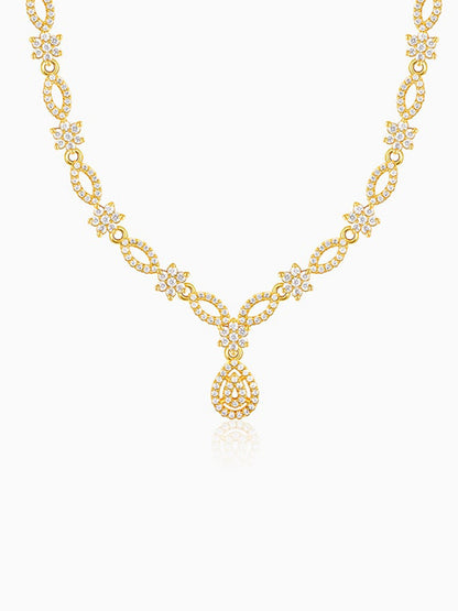 Golden Zircon Shine Elegant Necklace