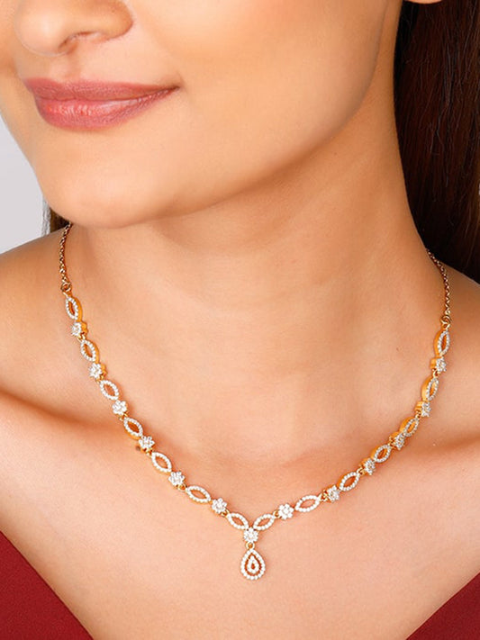 Golden Zircon Shine Elegant Necklace