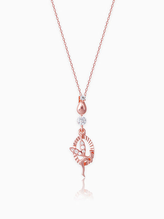 Rose Gold Zircon Fairy Pendant with Link Chain