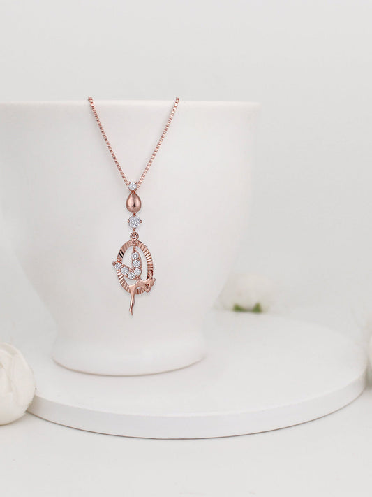 Rose Gold Zircon Fairy Pendant with Link Chain