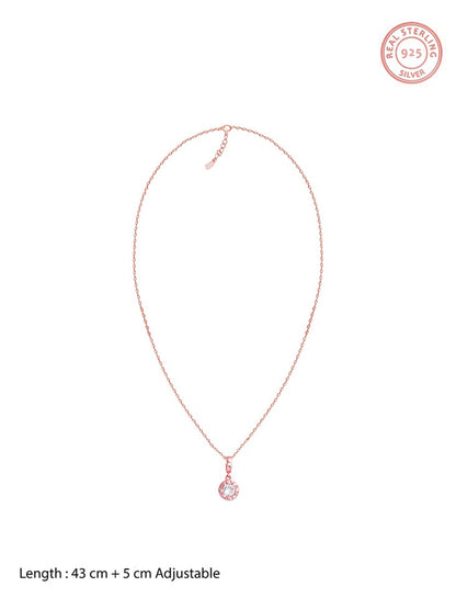 Rose Gold Minimal Zircon Pendant with Link Chain