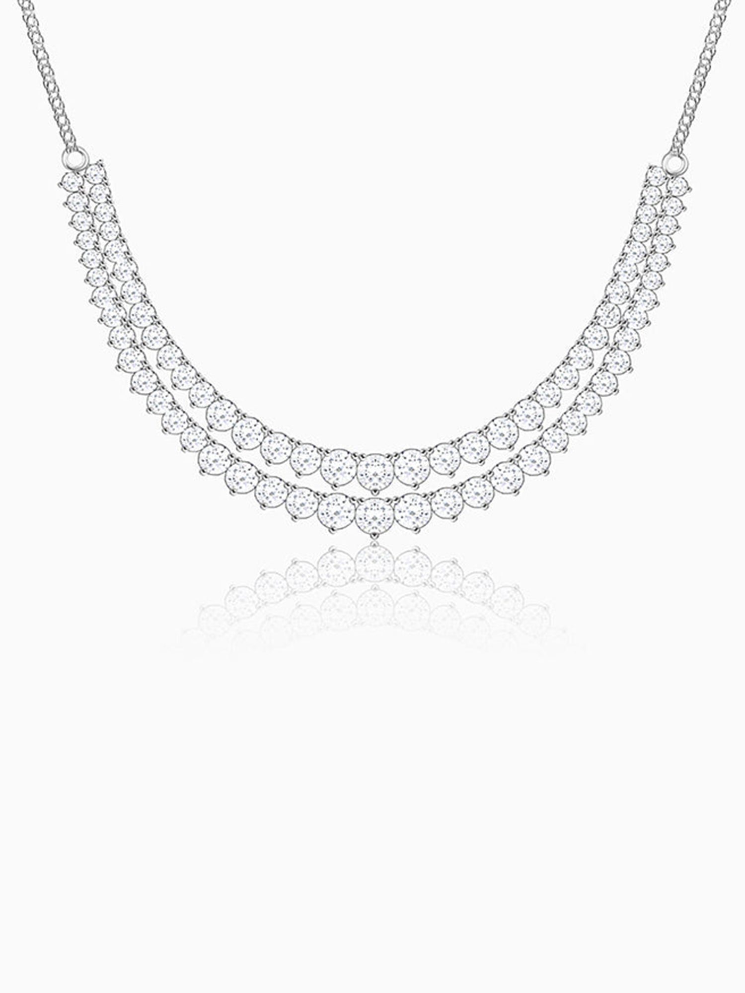 Silver Sparkling Solitaire Layered Necklace