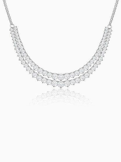 Silver Sparkling Solitaire Layered Necklace