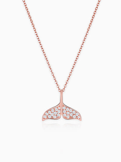 Rose Gold Dolphin Tail Necklace with Link Chain