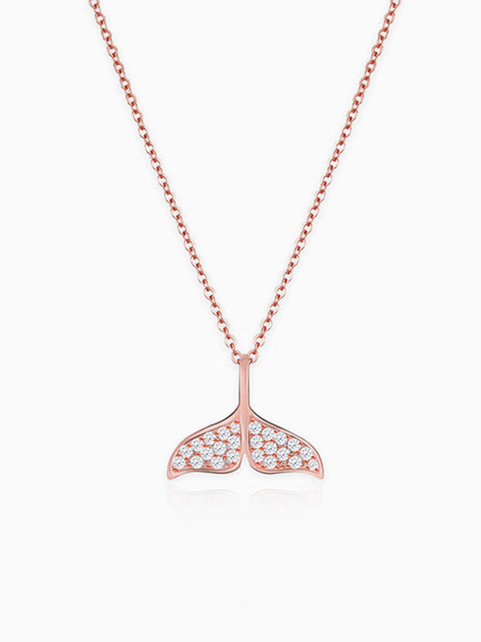 Rose Gold Dolphin Tail Necklace with Link Chain