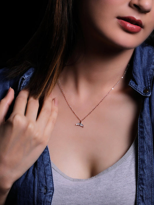 Rose Gold Dolphin Tail Necklace with Link Chain