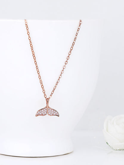 Rose Gold Dolphin Tail Necklace with Link Chain