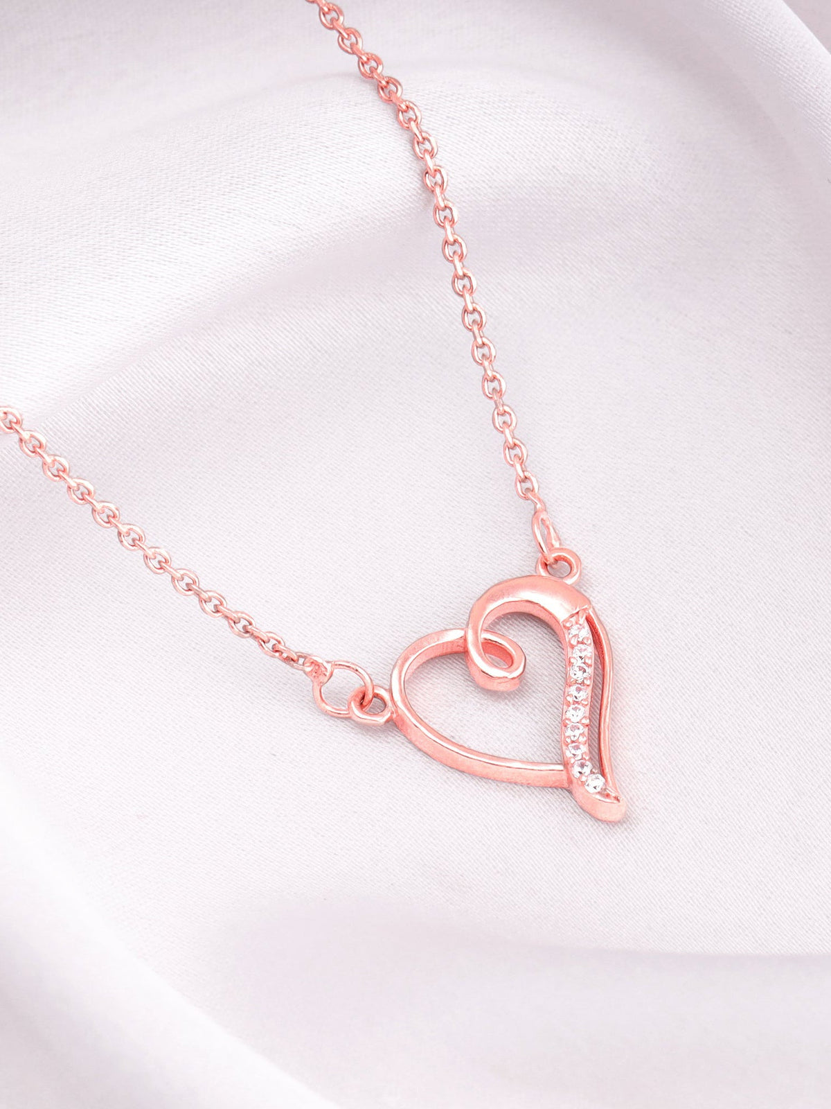Rose Gold Curl Heart Necklace