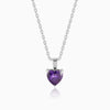 Silver Purple Heart Pendant with Link Chain