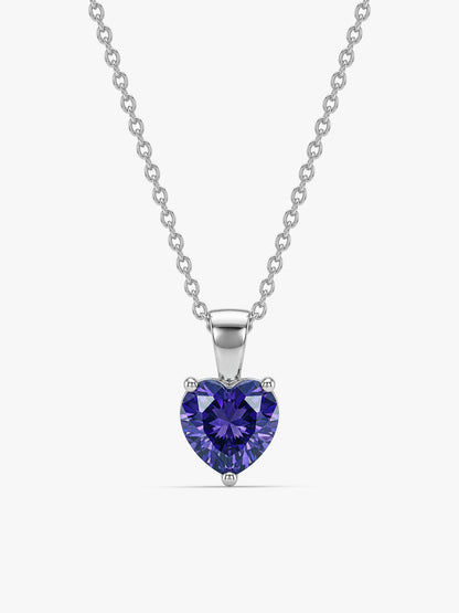 Silver Purple Heart Pendant with Link Chain