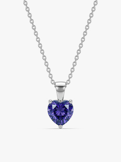 Silver Purple Heart Pendant with Link Chain
