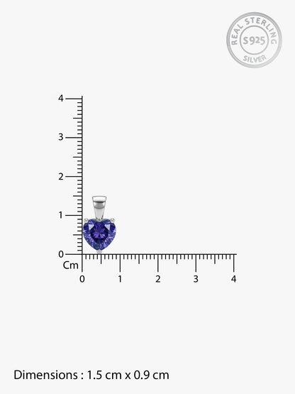 Silver Purple Heart Pendant with Link Chain