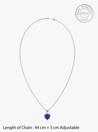 Silver Purple Heart Pendant with Link Chain