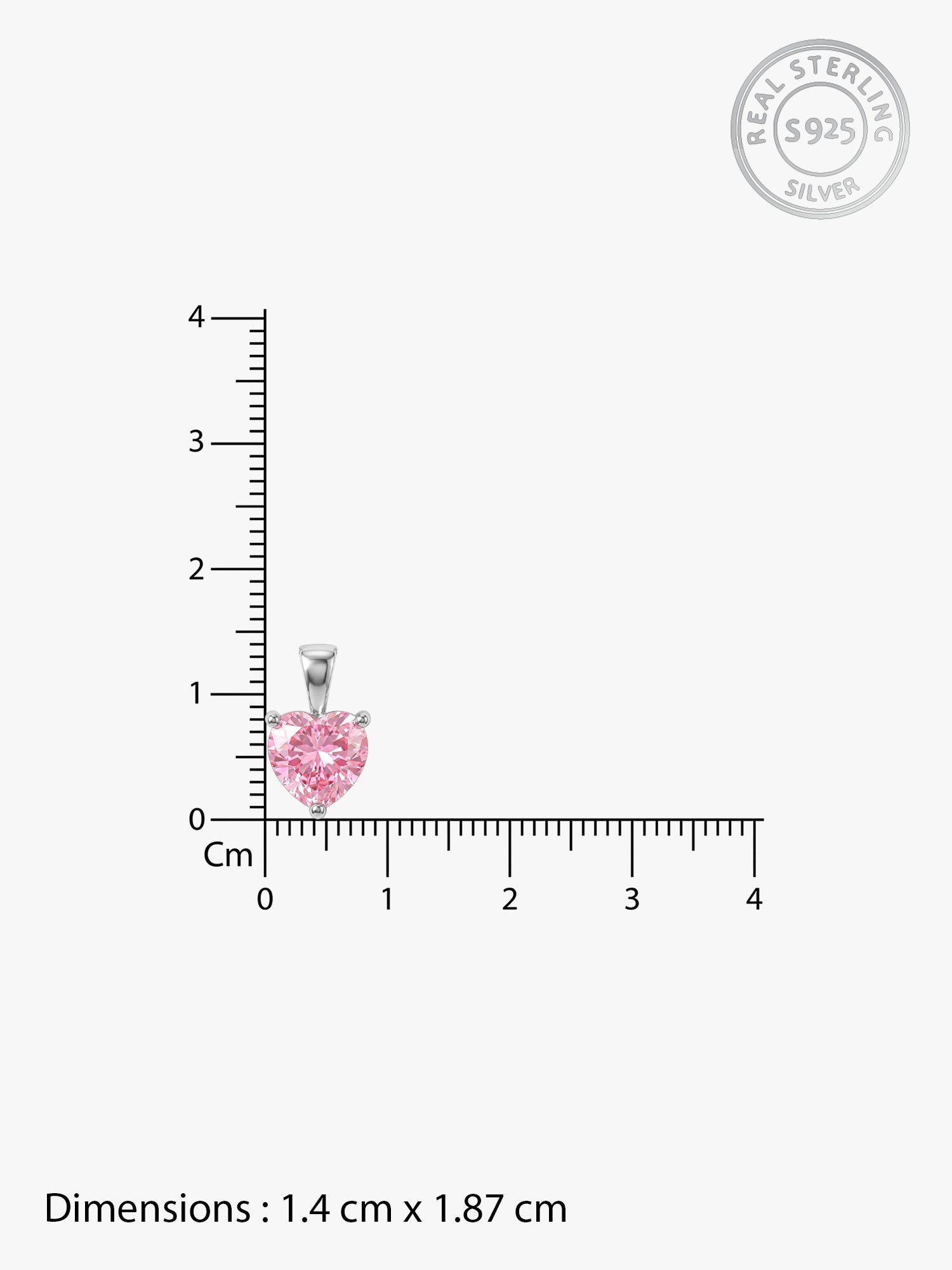 Silver Pink Heart Pendant with Link Chain