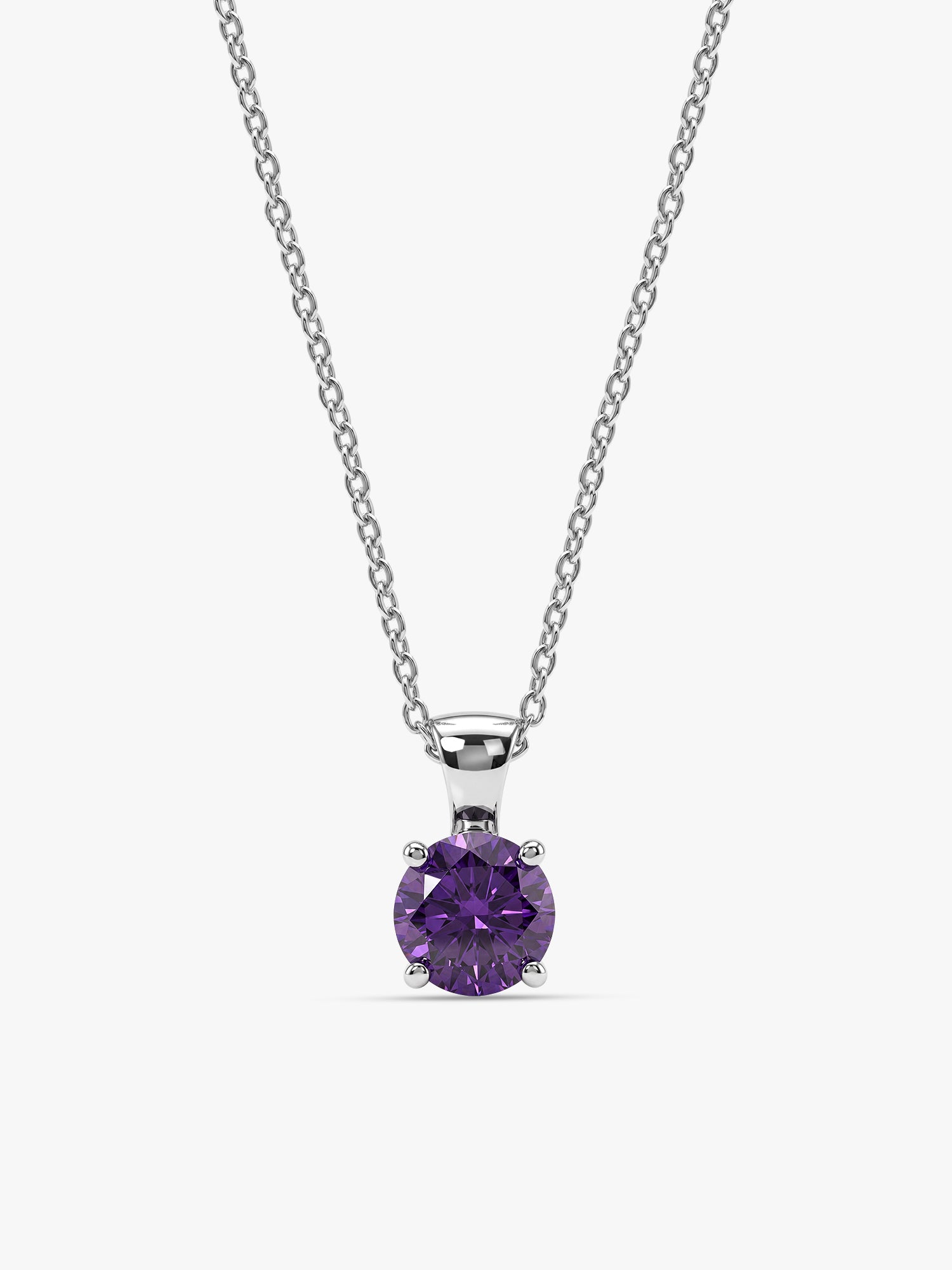 Silver Gracious Purple Pendant with Link Chain