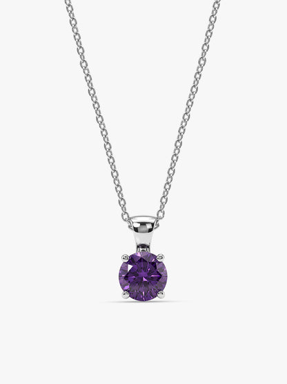 Silver Gracious Purple Pendant with Link Chain