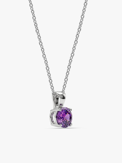 Silver Gracious Purple Pendant with Link Chain