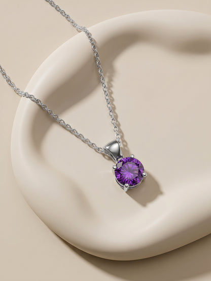 Silver Gracious Purple Pendant with Link Chain