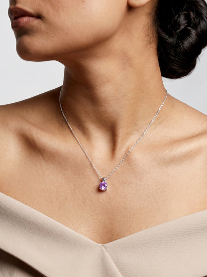 Silver Gracious Purple Pendant with Link Chain