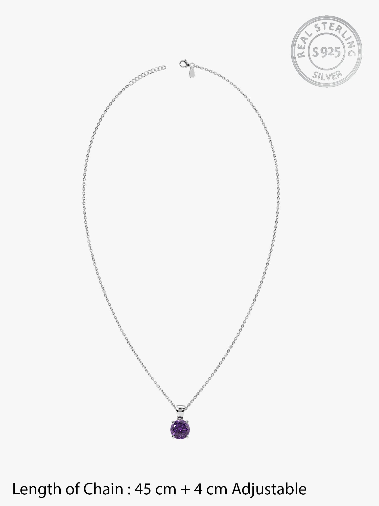 Silver Gracious Purple Pendant with Link Chain