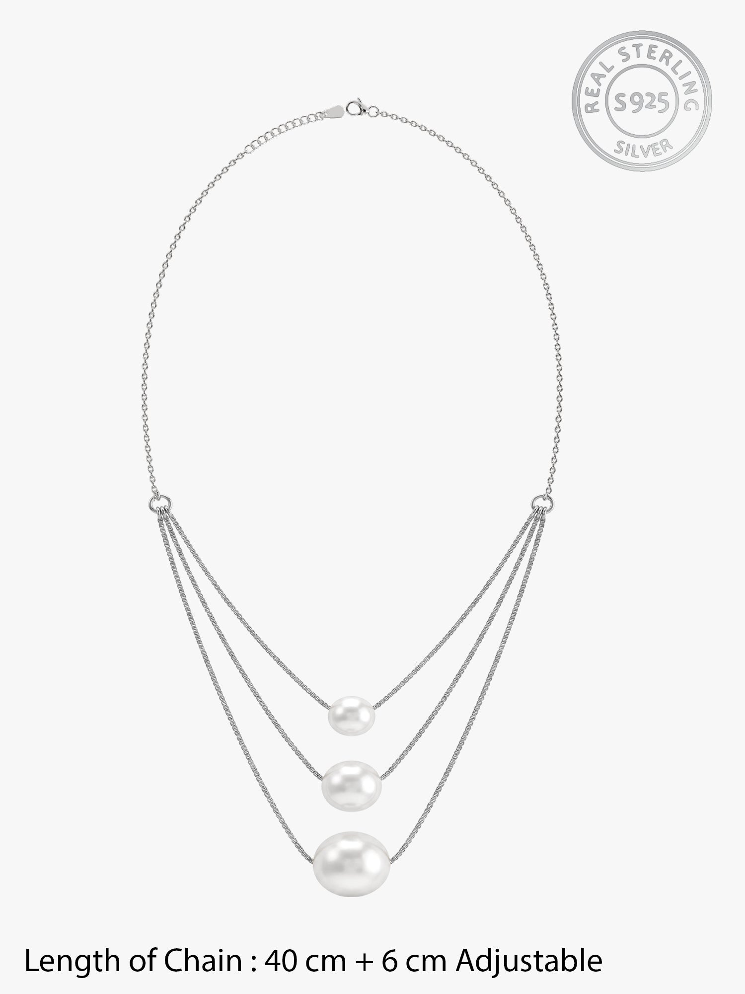 Kriti Sanon Silver Triple Layer Pearl Necklace With Link Chain