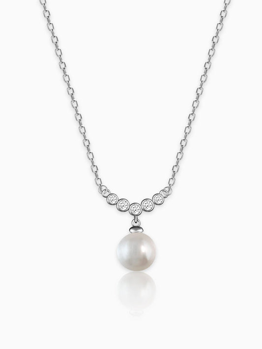 Silver Minimal Pearl Necklace