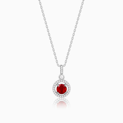 Silver Radiant Red Pendant with Link Chain