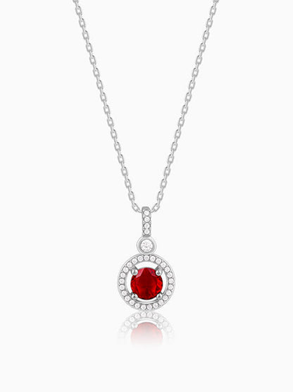 Silver Radiant Red Pendant with Link Chain