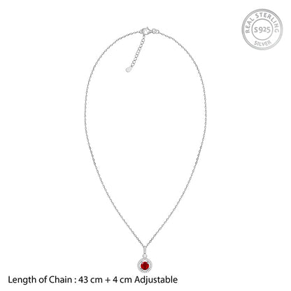 Silver Radiant Red Pendant with Link Chain