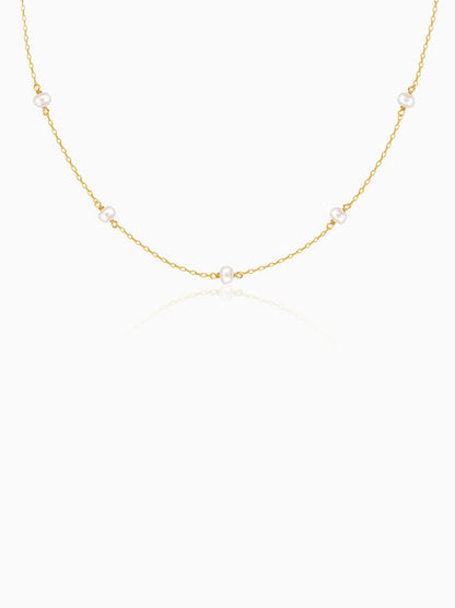 Kriti Sanon Golden Minimal Pearl Necklace