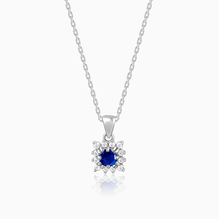 Anushka Sharma Silver Royal Blue Pendant with Link Chain - Image 1
