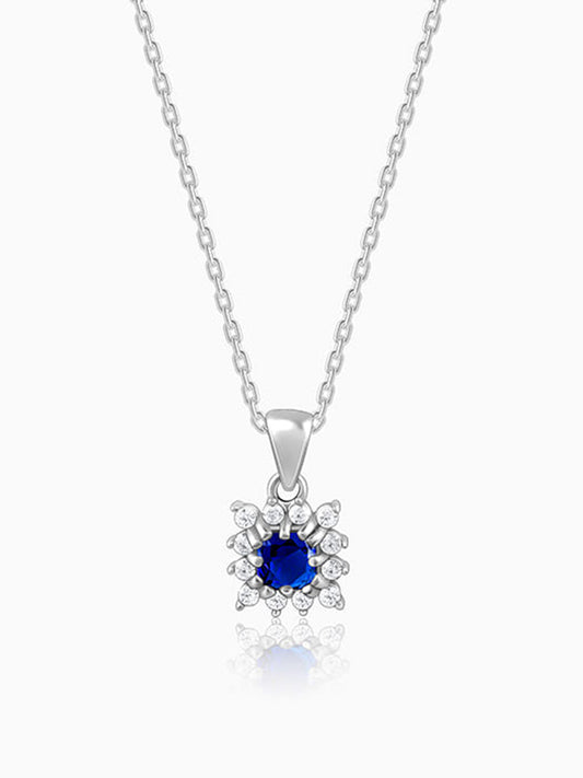 Silver Royal Blue Pendant with Link Chain