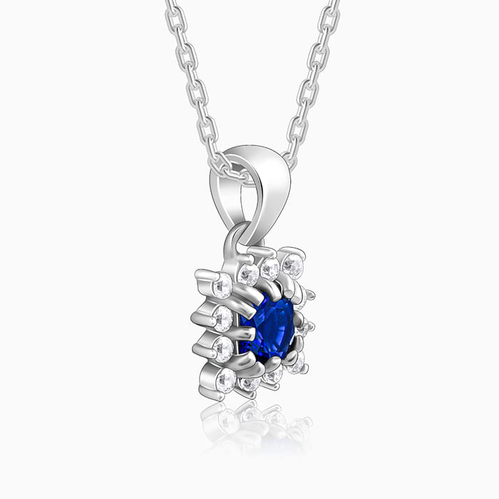 Anushka Sharma Silver Royal Blue Pendant with Link Chain - view 4