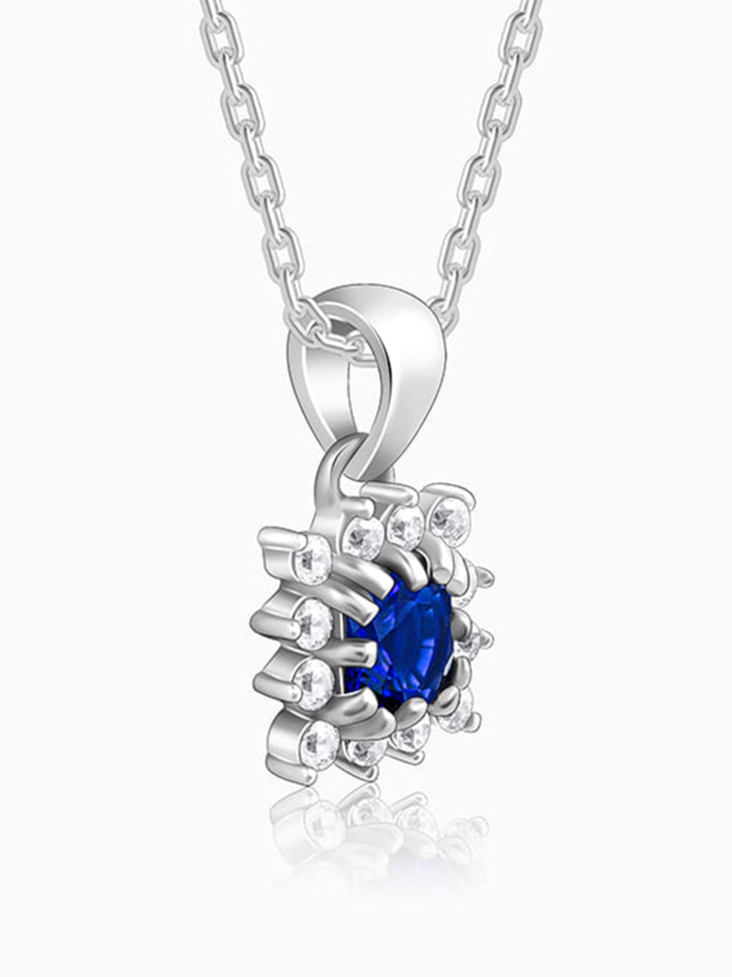 Silver Royal Blue Pendant with Link Chain