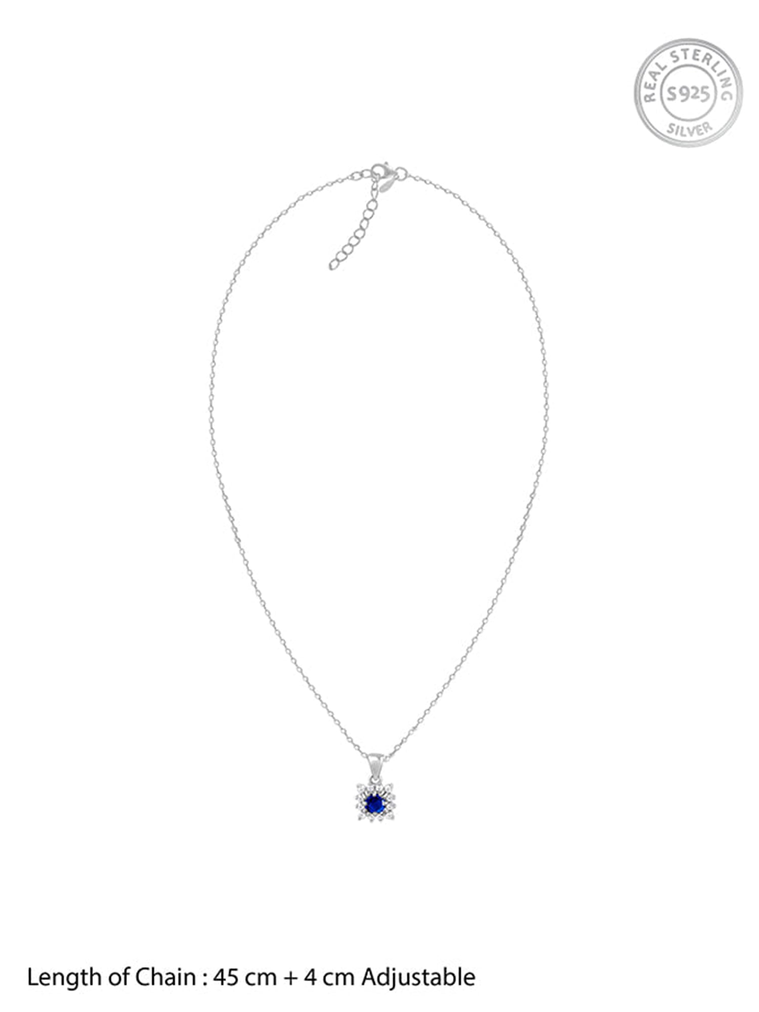 Silver Royal Blue Pendant with Link Chain