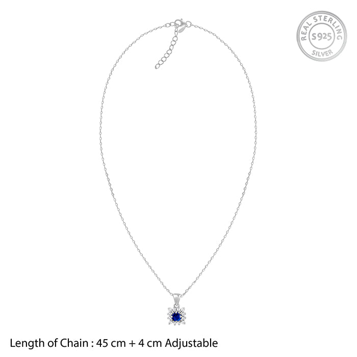 Anushka Sharma Silver Royal Blue Pendant with Link Chain - view 6