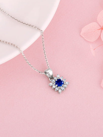 Silver Royal Blue Pendant with Link Chain