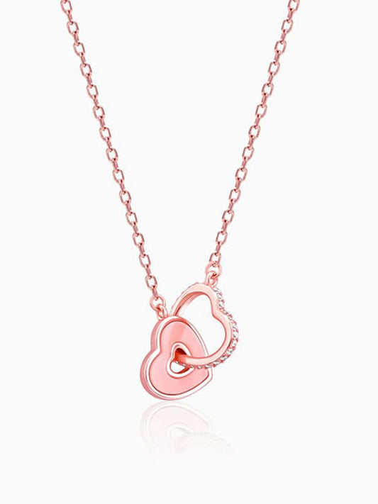 Rose Gold Interlocked Hearts Necklace