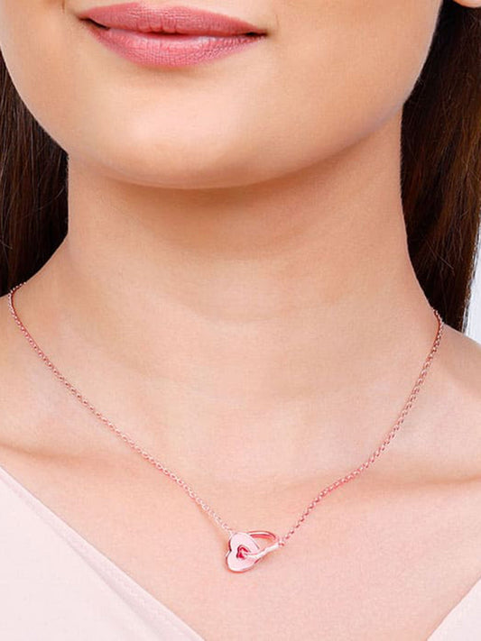 Rose Gold Interlocked Hearts Necklace